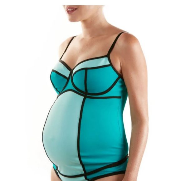 Cache Coeur Rosy Two-Piece Colorblock Maternity Tankini Top Mint  NWOT - Picture 1 of 2